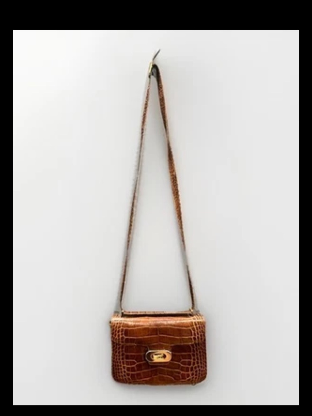 Vintage Woman’s Leather Embossed Croc Crossbody Handbag Horse turn-lock